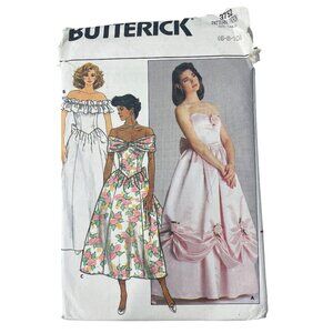 1980s Butterick 3752 Vintage Sewing Pattern Sizes 6-8-10 Evening Dress UNCUT
